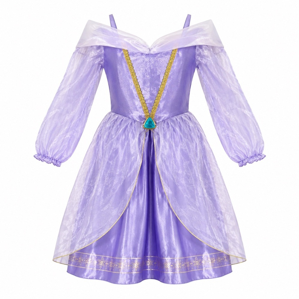 Disney Princess Rapunzel Tangled Costume Dress Girls Size 4 Purple Gold Jewel